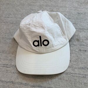 ALO Yoga White Baseball Cap with Black Logo